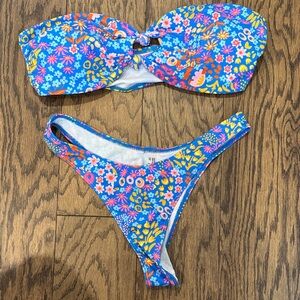 Floral Strapless Bikini Set